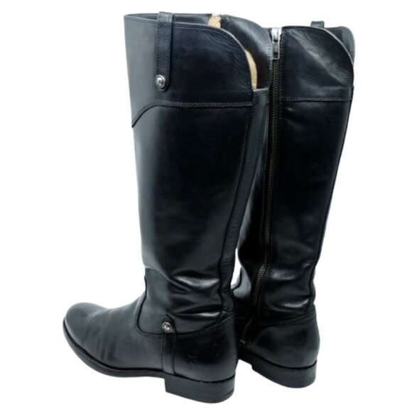 FRYE~Melissa Button Riding Boots~WOMENS BLACK LEATHER  Sz 7.5 - Picture 4 of 8